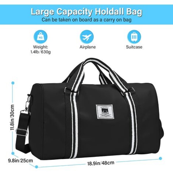 36L Gym Bag Portable Travel Bag Duffel Bag with Shoe Compartment and Wet Pocket Weekend Bag Fitness Tote Weekend Bag for