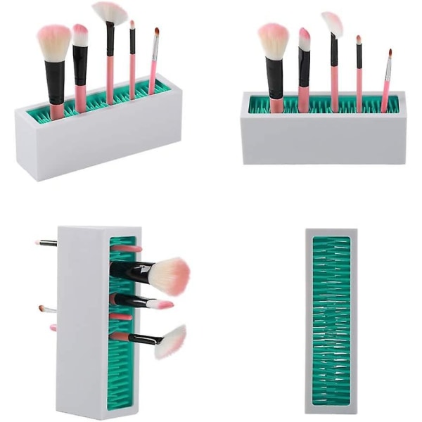 Sminkborstar Hållare Organizer, Silikon Vanity Air Drying Rack Display Förvaring för borste, eyeliners och mer, praktiska kosmetiska verktyg Behållare White