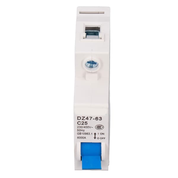 Mini afbryder 1P MCB DIN-skinne montering 6000A brydeevne 230V 400V 25A