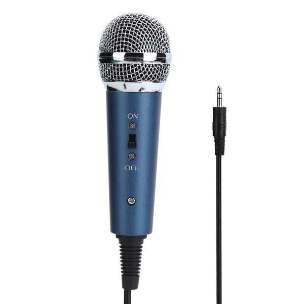 Blå Trådbunden Kondensatormikrofon 3,5 mm med U-formad Ljudadapter för Dator Karaoke