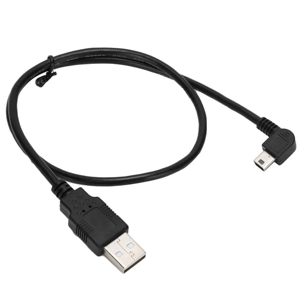 USB A - Mini B Uros Uros Vasen Kulma Virtalähde Latauskaapeli PC:lle