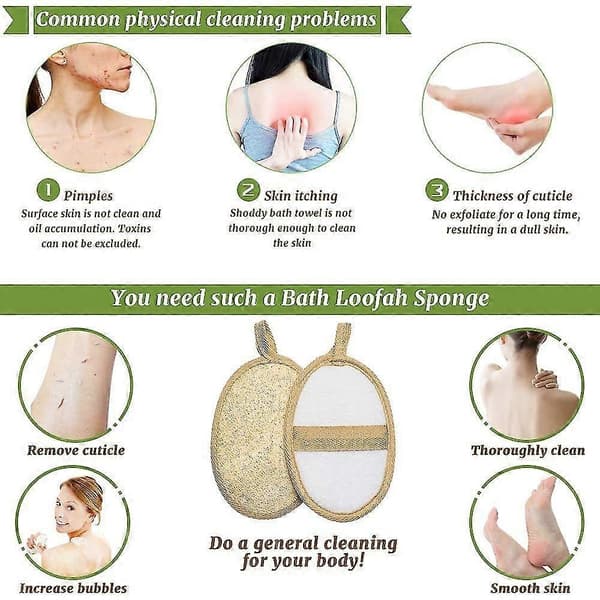 Natural Loofah Sponge Set - Exfoliating Body Scrubber for Smooth Skin - Eco-Friendly 2-Pack Gift Idea