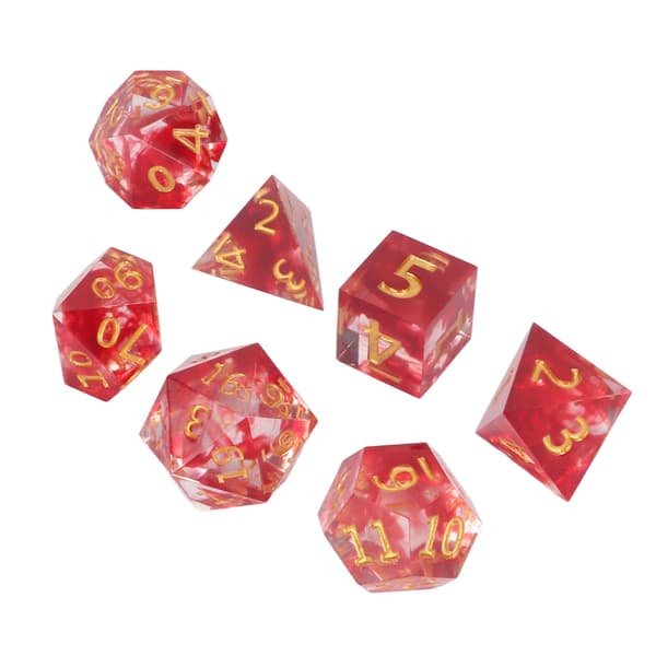 7 st Resin Polyhedral Tärningsset Blodfärg Klara Siffror Rollspel Brädspel