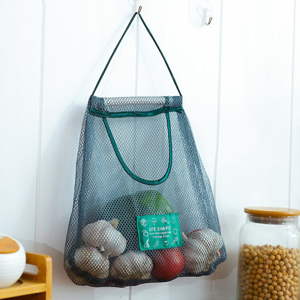 5-pack återanvändbara mesh för hängande förvaring av frukt och grönsaker, köksförvaring, tvättbara och vikbara nätpåsar Blue