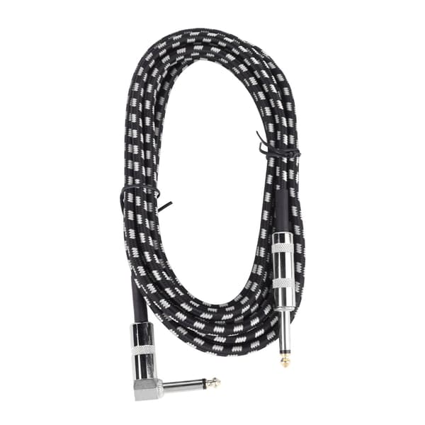 Gitarrkabel Kopparkärna Brusreducering Bra Ljudöverföring Rätvinklig Gitarrsladd för Bas Svart Vit 3 m / 9.8ft