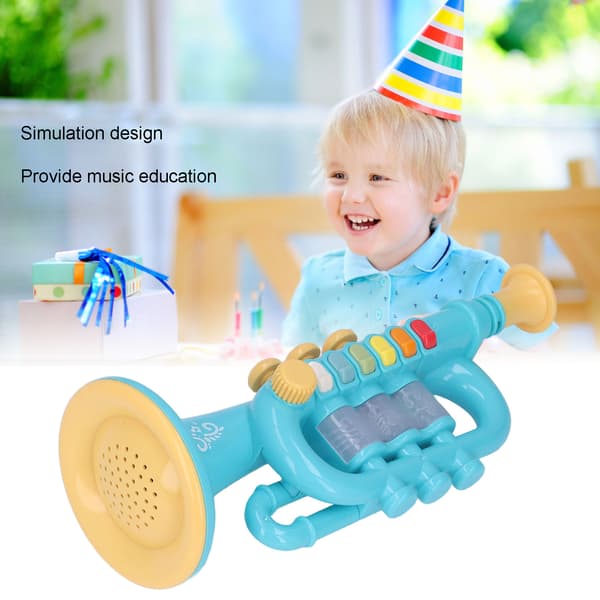 Dynamisk Lyssetting Musikkinstrument Horn Leke Gave med Snor - Blå (Alder 3+)