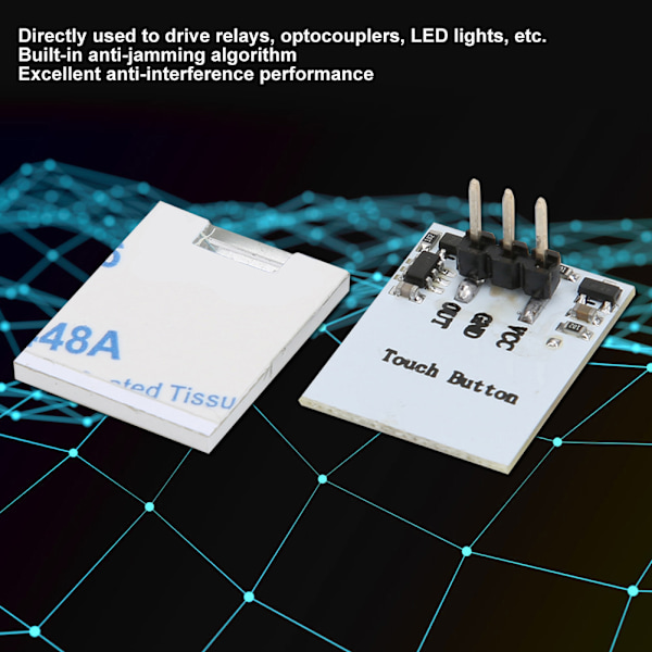Kapacitiv Touch Switch Knap Anti-Interferens LED Sensor Modul 2.7V til 6V Blå