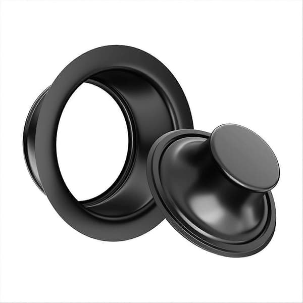 Vask Affaldskværn Flange og Prop, Vaskeafløbsflange med Prop til Affaldskværn Passer til 3-1/2 Tommer Black