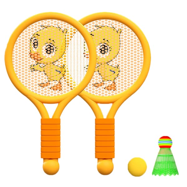 Letvægts Badmintonketsjer Legetøjssæt til Drenge Piger 3 til 7 År Indendørs Udendørs Orange Ælling