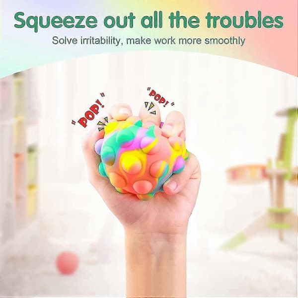 Fingertøj Stressbold til børn, drenge, piger, voksne, Pop Bubble Sensoriske Klemmebolde, 4 stk. Silikone Farverig Stressaflastende Håndlegetøj, 3D Bold Push Bubble