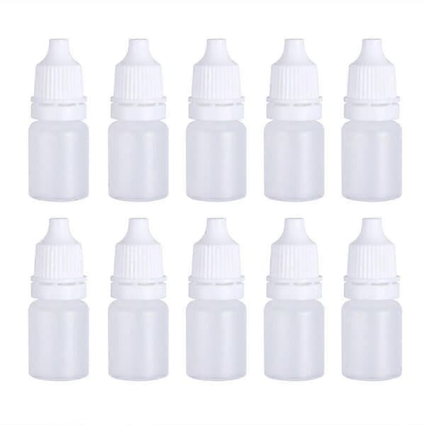 30 stk. 5 ml tomme plastikflasker med klemmedrypper, øjendråbeflasker White
