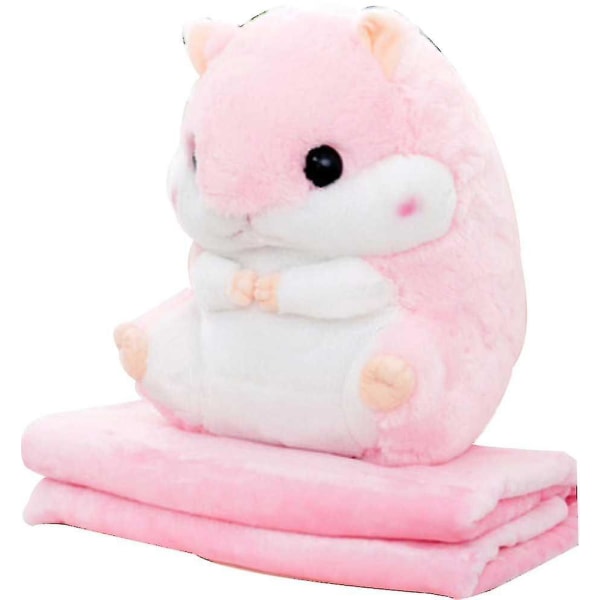 Söta plysch hamster gosedjur leksaker med filt pink With Blanket