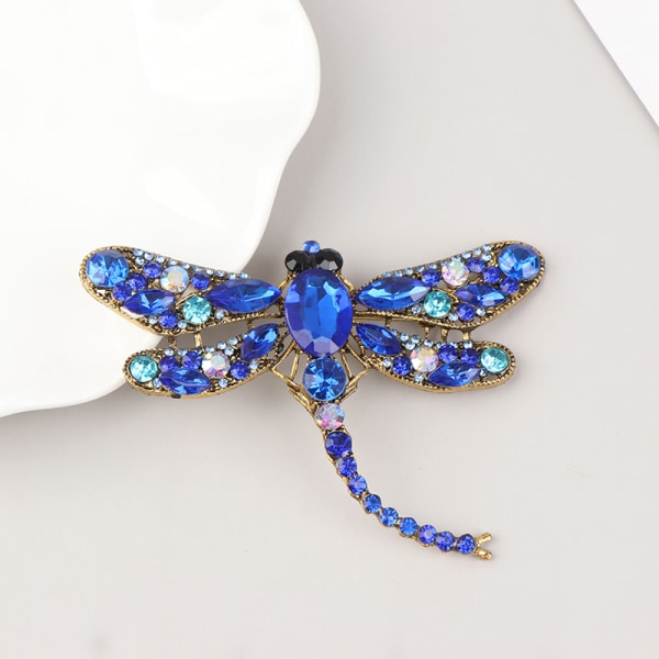 1. Crystal Dragonfly Brosch Pin Smycken Bankett Julklapp Blue