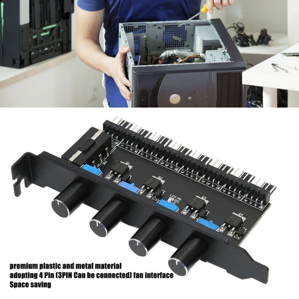 Fläkthastighetskontroll för PC CPU Chassi HDD VGA PWM - 8 Kanaler, 4 Rattar, 4PIN Gränssnitt, 72W, PCI-fäste