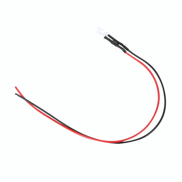 10 stk. 12V 5mm Multicolor LED Diode Lys Kabel 20cm 0.06W Hvid