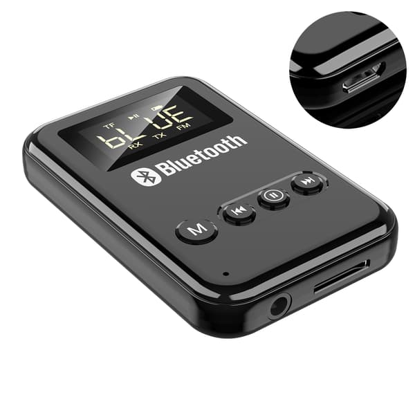 Bluetooth 5.0 2i1 Trådløs Audio Transmitter Receiver Bil FM Digital Display Adapter
