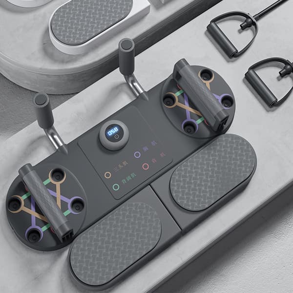 Plankebræt Core Trainer med Timer Multifunktionel Fitness Push Up Stand Grå