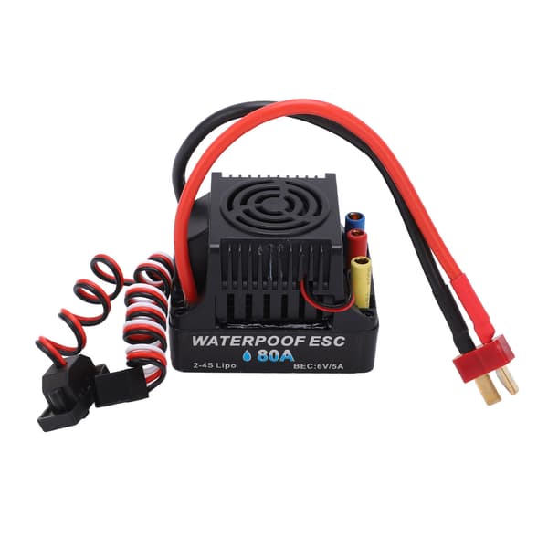 1/8 RC Bil Børsteløs ESC 80A Vanntett T-plugg 6V 5A SBEC Multippel Beskyttelse