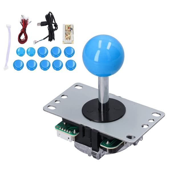 QM070901 Noll Fördröjning Arkadspel Joystick DIY Kit med Encoder Board 10 Knappar för MAME Blå