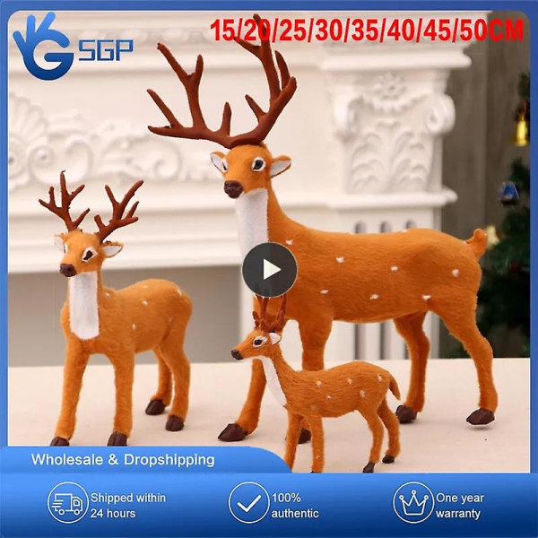 1 stk Levende Søde Sika Hjorte Ornamenter Kunstige Plys Rensdyr Simulering Jul Rensdyr Figur Jul Elg dekorationer 15CM Sika Deer