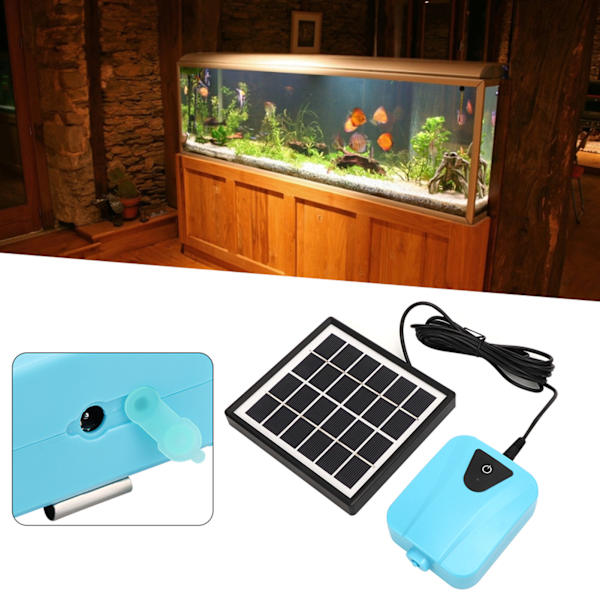 Solcellsdriven Luftpump AC DC Dubbel Användning Solcells Aerator Oxygenator för Akvarier