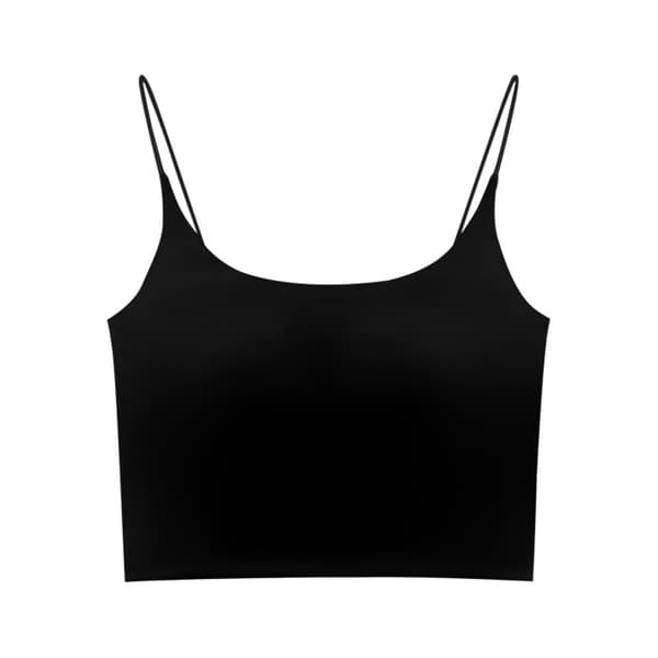 Dame Spaghetti Stropp Tank Topp Slim Fit Bryst Polstret Pustende Ermeløs Basic Camisole Svart 40-62.5kg