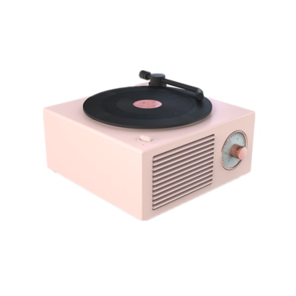 Atomic vinyl bluetooth lyd, retro vinyl pladespiller lyd, trådløst mini USB udendørs bord til hjemmet (pink),