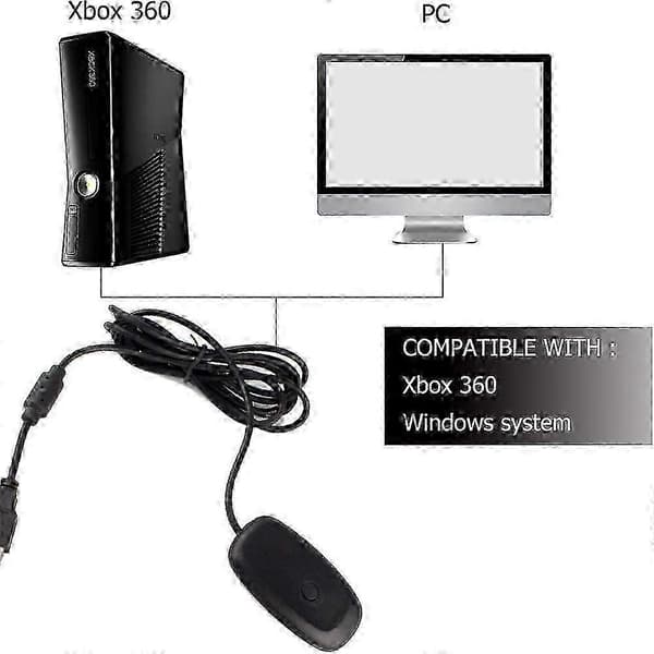 360 langaton ohjainvastaanotin PC:lle - Windows-peliadapteri - Musta