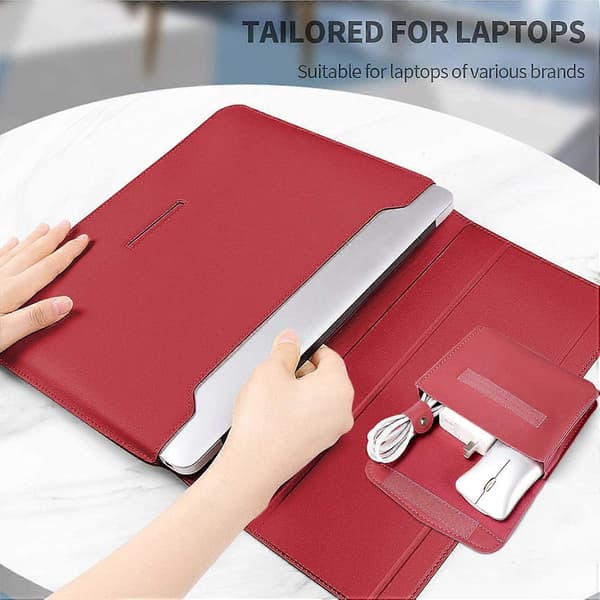 13-13,5 tums laptopfodral med stativfunktion Mjukt PU-läder (roséguld) square