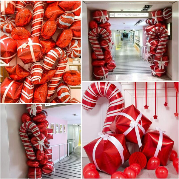 144 kpl Christmas Balloon Garland Arch Kit with Christmas Red White Candy Balloons Lahjarasia Ilmapallot Red Star -ilmapallot fo