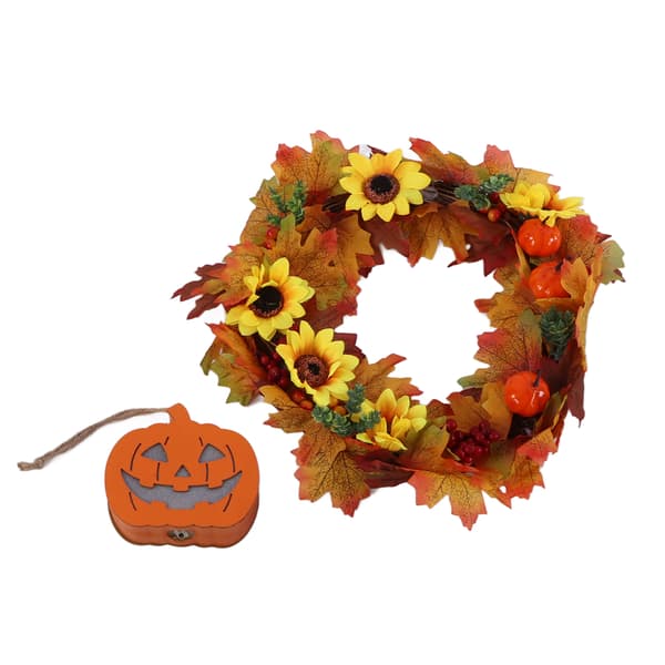 Græskar Lys Krans Efterårsblomst Ranker Guirlande Halloween Dekorative Tilbehør
