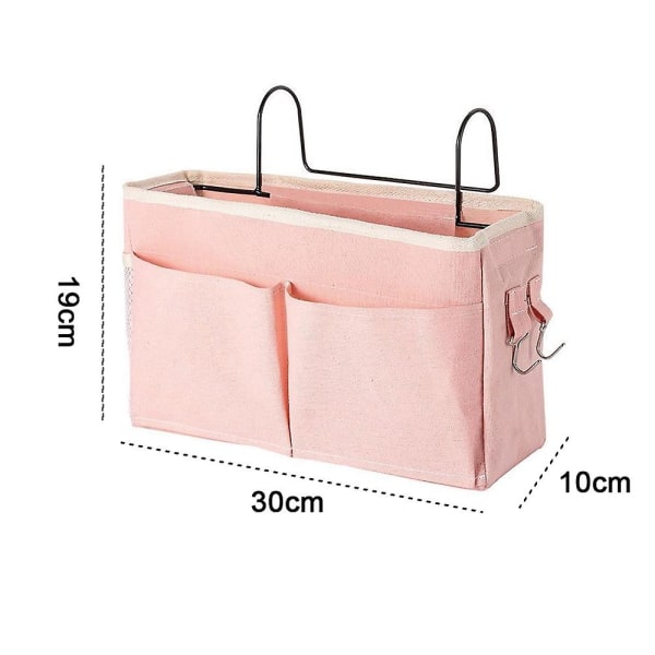 Sängbordsförvaringsväska med krokar Multifunktionshängande organizer Caddy pink