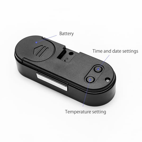 2 i 1 Bilklocka Termometer LED Bakgrundsbelysning Instrumentbräda Dekor