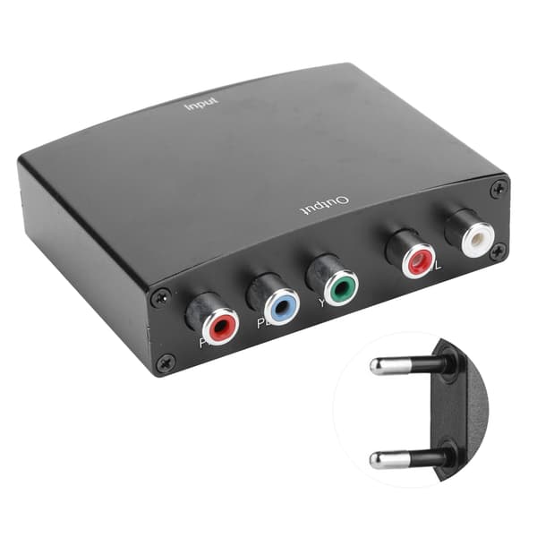 HDMI til 5RCA RGB komponentvideokonverter med YPbPr lydadapter 100-240V EU-plugg