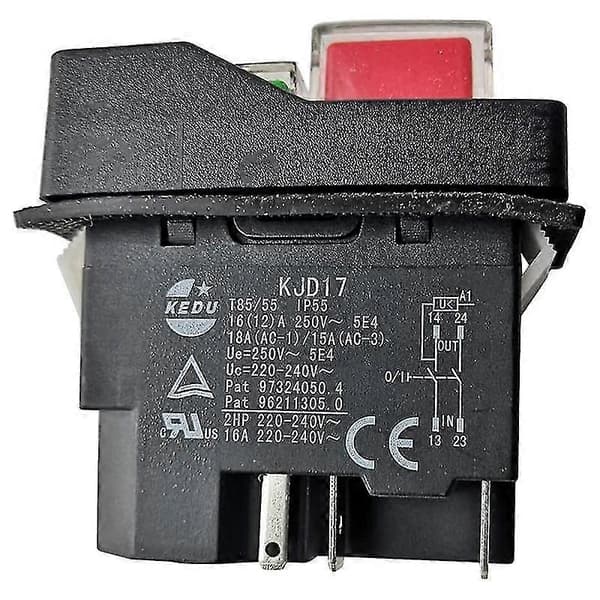 KJD17 220V 5-pinners terminaler Elektromagnetisk trykknappsbryter for hageredskaper