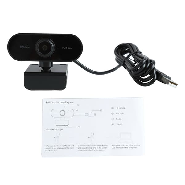 HD 1080P USB Webcam med indbygget mikrofon, autofokus til computeroptagelse og konference