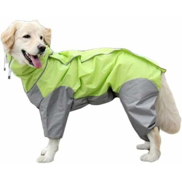 Regnrock för hund med huva, justerbar vattentät jacka med kardborreband, för små, medelstora och stora hundar (grön)