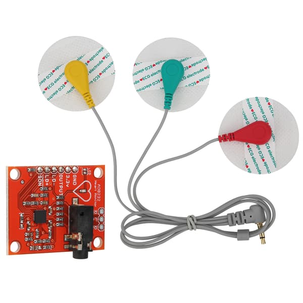 AD8232 Modul EKG Sensor Kit Hjertefrekvensmåler med Elektrodeledning DC3.3V