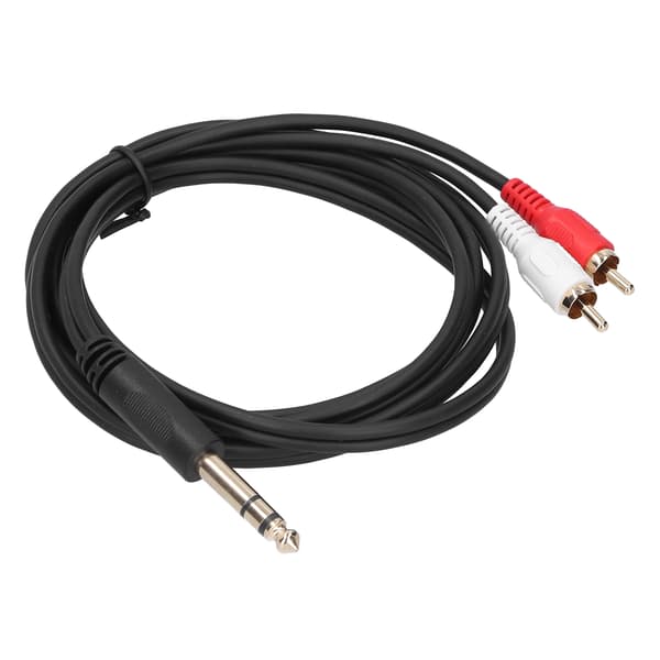 6,35 mm hann til dobbel RCA hann lydkabel 1,5 m adapter konverter splitter
