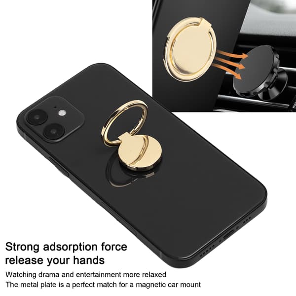 Mobiltelefon Fingerring Grepp i Metall - 360° Rotation Magnetisk Bilhållare (Guld)