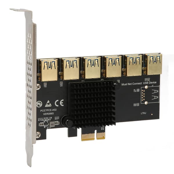 PCIE 1 til 6 Riser-kort USB 3.0 Grafikudvidelsesadapter Nem installation Bred kompatibilitet