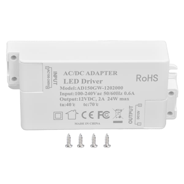 DC12V 24W 2A LED-driver konstant spenning multifunksjonell DIY LED-lystransformator AC 100‑240V