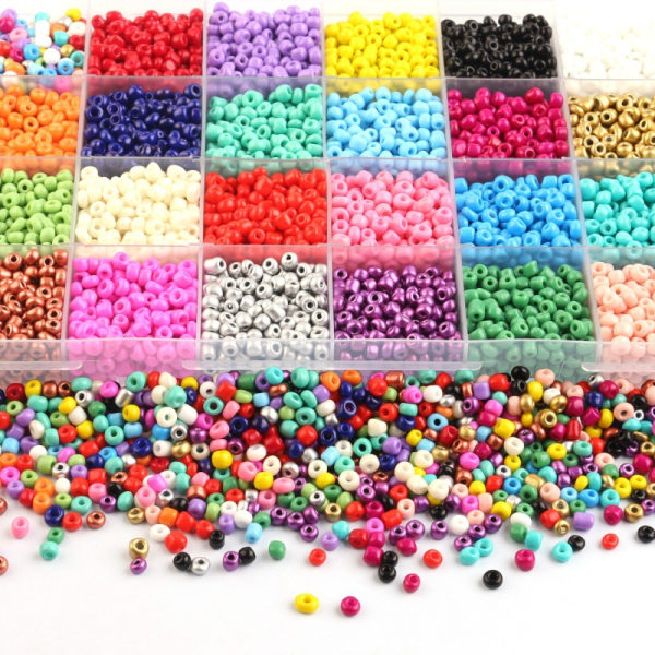 2/3/4 mm hirseperler 24 farver i æske løse perler DIY smykker Tøj Perlekorssting Håndlavet tilbehør -Farve 3MM