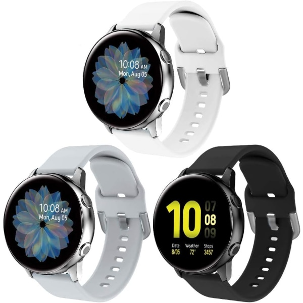 Silikoniranneke, joka on yhteensopiva Samsung Galaxy Watch 3 41 mm rannekkeen / Active 40 mm ranneke / Active 2 ranneke / Galaxy Watch 42 mm rannekkeen, naisten miesten pehmeä silikoni