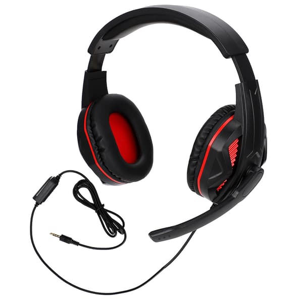 3,5 mm kablet gaming-headset med mikrofon til PS4 sort rød