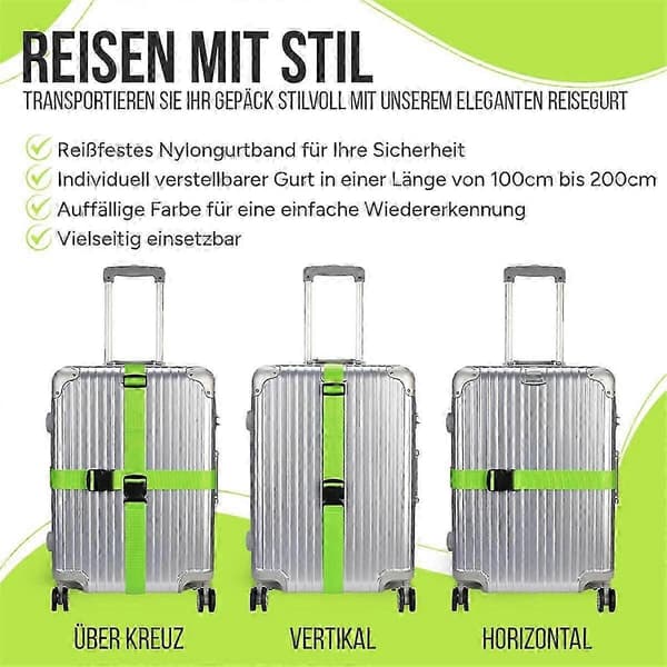 Sæt med 4 kuffertstropper til rejsekuffert, kuffertstroppesæt, bagagestropper, justerbar bagage