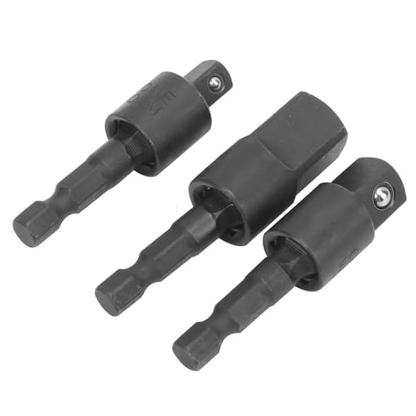 3 stk. Power Drill Socket Sæt Metal Hex Skaft Impact Driver Adapter 360 Grader Rotérbar Sort