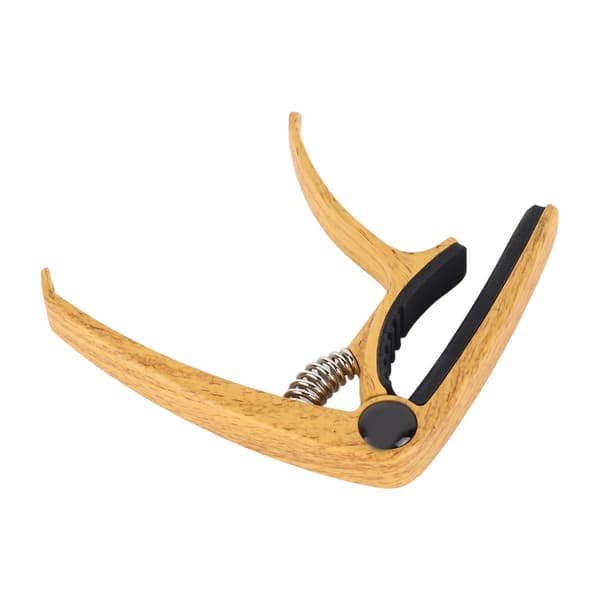 Gitarr Capo Metall Justerbar Fjäderspänning Capo för Akustisk Elektrisk Ukulele Bas Gul Träkorn