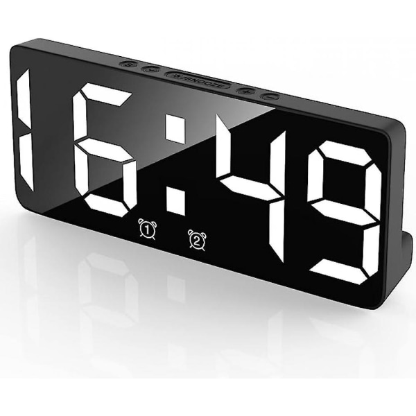 Digital väckarklocka med stor skärm för inomhustemperatur, med 12/24-timmars väckarklocka, sovrum och kontorsklockor (svarta)