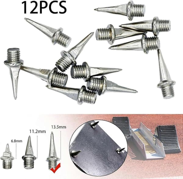 12x Startblokk Pigger Erstatningspigger Multifunksjon M4. Løpepigger for Sprinting 13.5mm